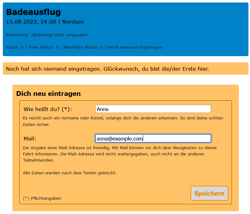 Als erster eintragen.